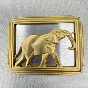JJ Elephant Brooch Pin Rectangular Art Deco Geometric 2"Statement
